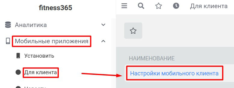 Настройки мобильного приложения