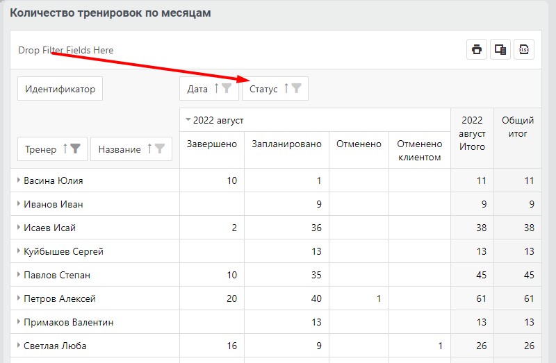 добавление статуса для расчета показателей добавление статуса для расчета показателей