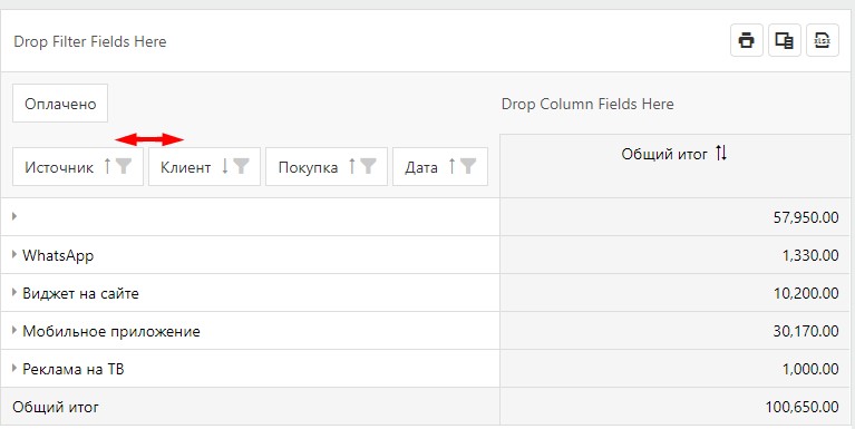 смена показателя построения отчета смена показателя построения отчета